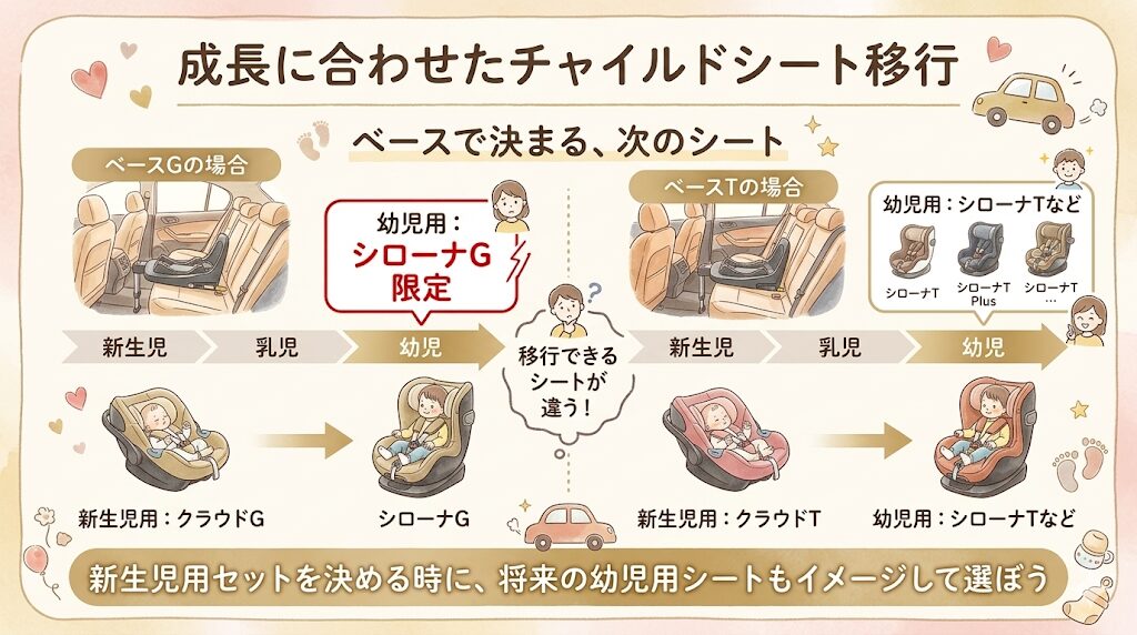 次のステップ(チャイルドシート)への縛りがある