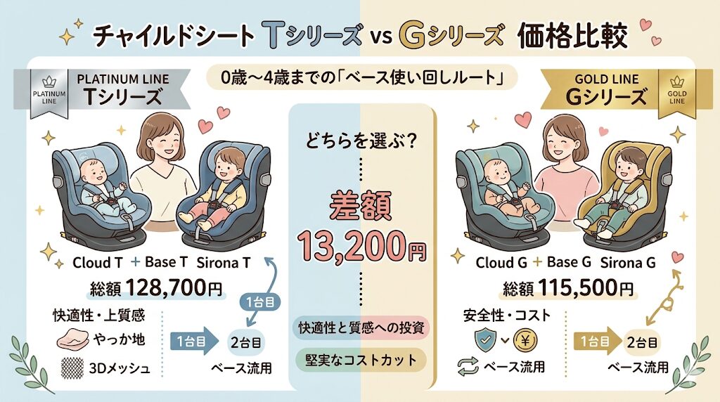 サイベックスのチャイルドシートはGシリーズで統一(Tシリーズに比べ値段が安い)