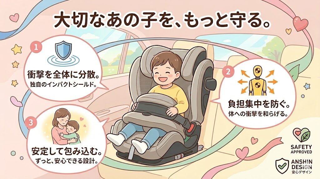 サイベックスパラスG3と旧型パラスG2の違いは？口コミでわかる進化ポイント
安全性：衝撃をバランス良く逃がす構造