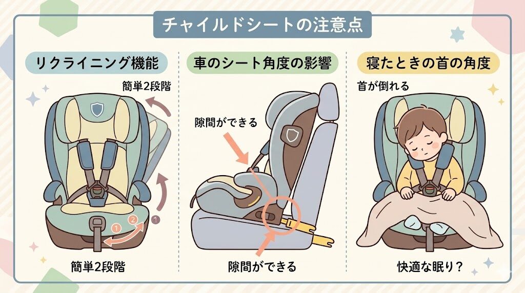 車のシート形状でリクライニングが合わない