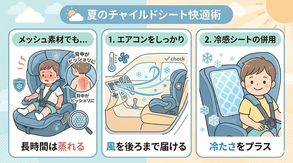 メッシュ素材でも夏の長時間の乗車は蒸れる