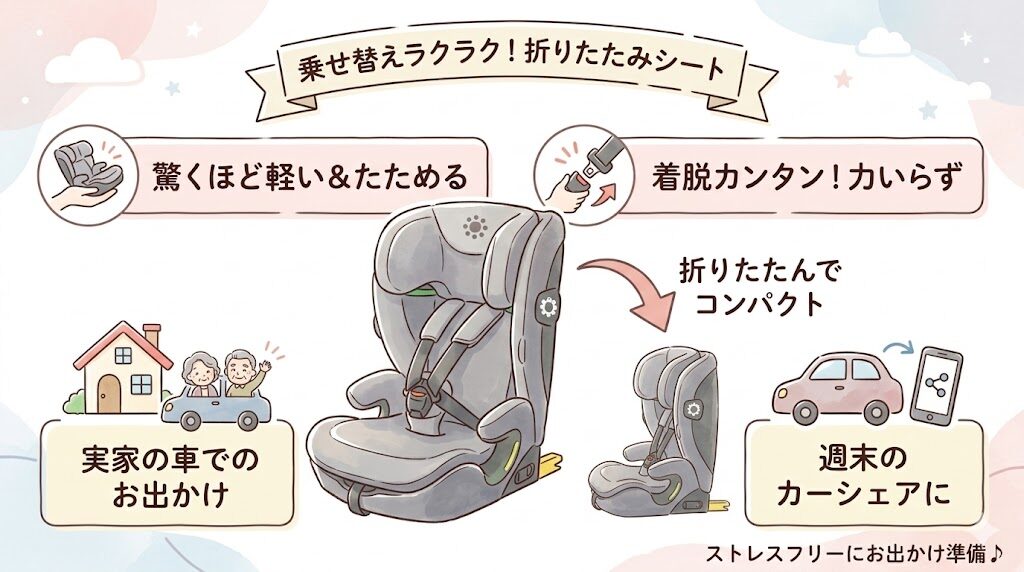 リライドE ABが適する家庭：実家の車やカーシェアで頻繁に乗せ替える
